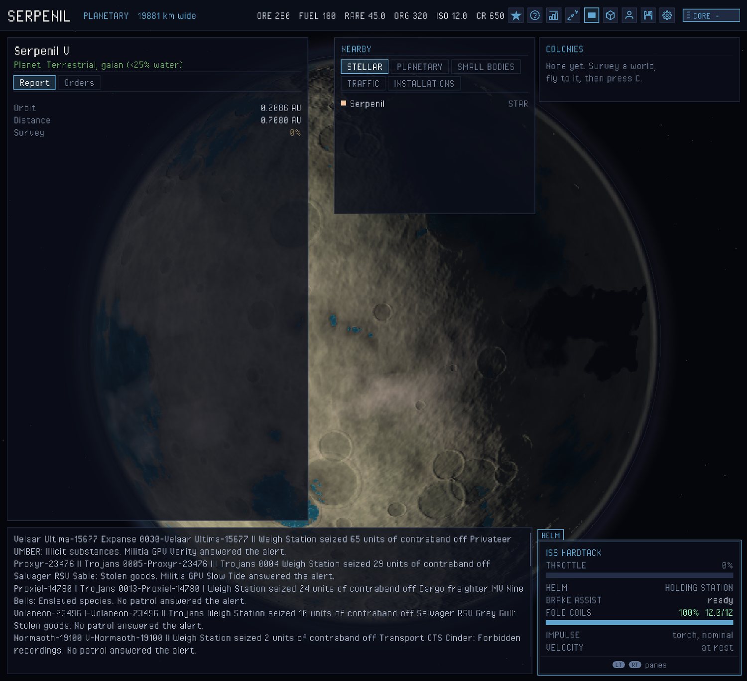 A gaian terrestrial planet seen up close, with oceans and clouds